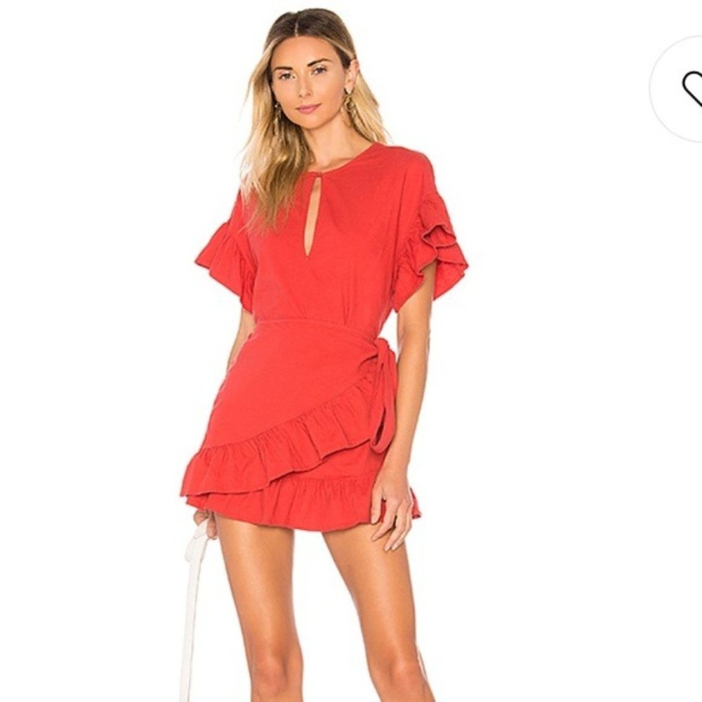 Tularosa Red Jenny Ruffle Wrap Dress XS